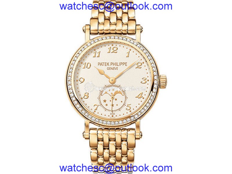 Patek Philippe 18K Yellow Gold with Silvery-White Dial 33mm Womens Watch Patek Phillipe
