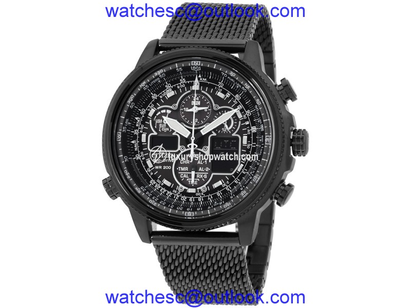Citizen JY8037-50E Black Stainless Steel Quartz 48mm Mens Watch Citizen