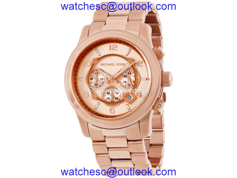Michael Kors Runway MK8096 Rose Gold Dial Stainless Steel 45mm Mens Watch Michael Kors