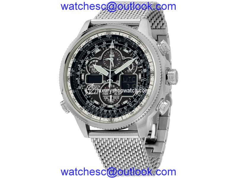 Citizen Skyhawk AT JY8030-83E Stainless Steel Mother of Pearl Quartz 48mm Mens Watch Citizen