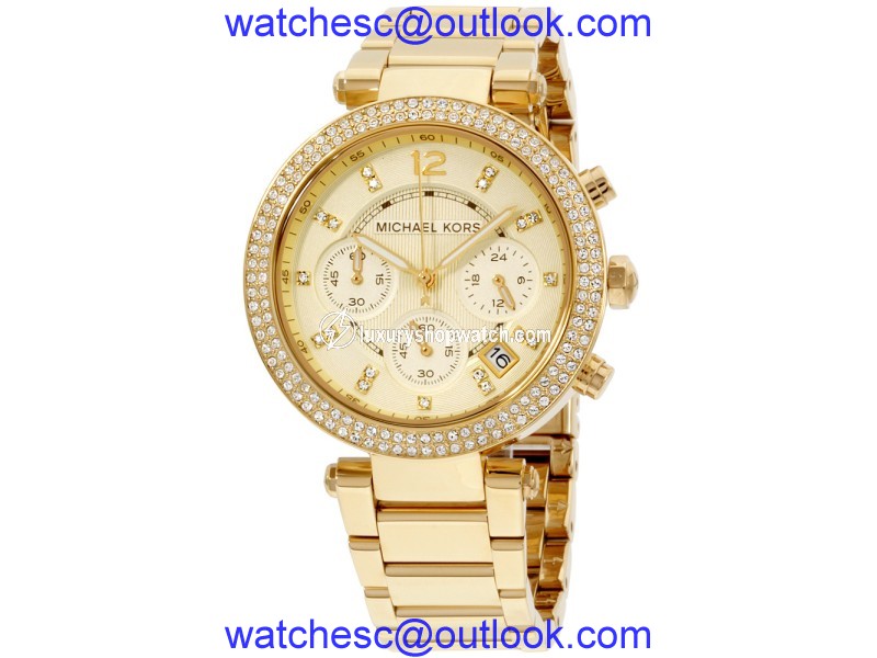 Michael Kors Parker MK5354 Gold Dial Gold Tone Stainless Steel Quartz 39mm Womens Watch Michael Kors