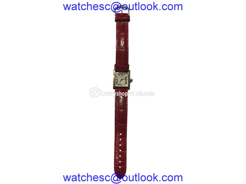 Cartier Tank Francaise 2403 18K White Gold & Leather 21mm Watch Cartier