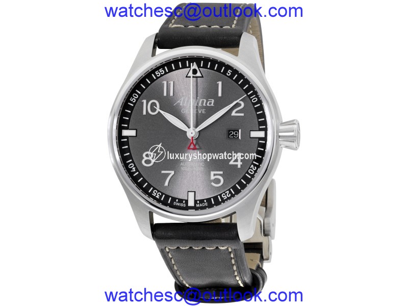 Alpina Sartimer Pilot AL525GB4S6 Stainless Steel & Leather Automatic 44mm Mens Watch Alpina