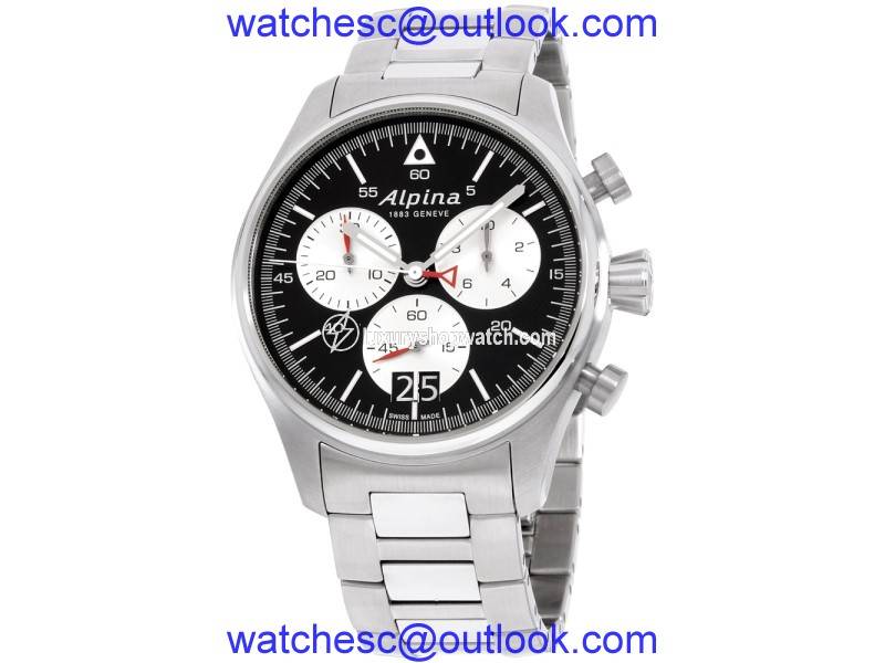 Alpina Startimer AL372BS4S6B Stainless Steel Quartz 44mm Mens Watch Alpina