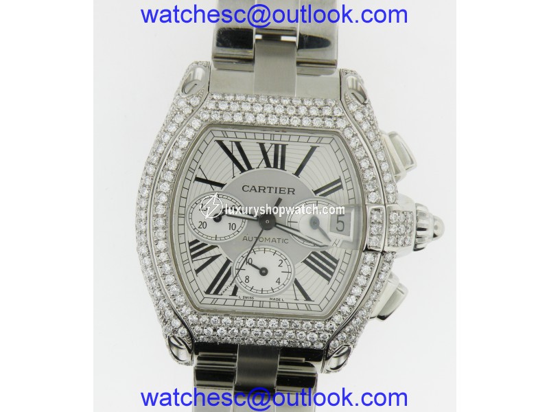 Cartier 2618 Roadster Stainless Steel & Diamond Bezel 43mm Womens Watch |Cartier| Buy at TrueFacet