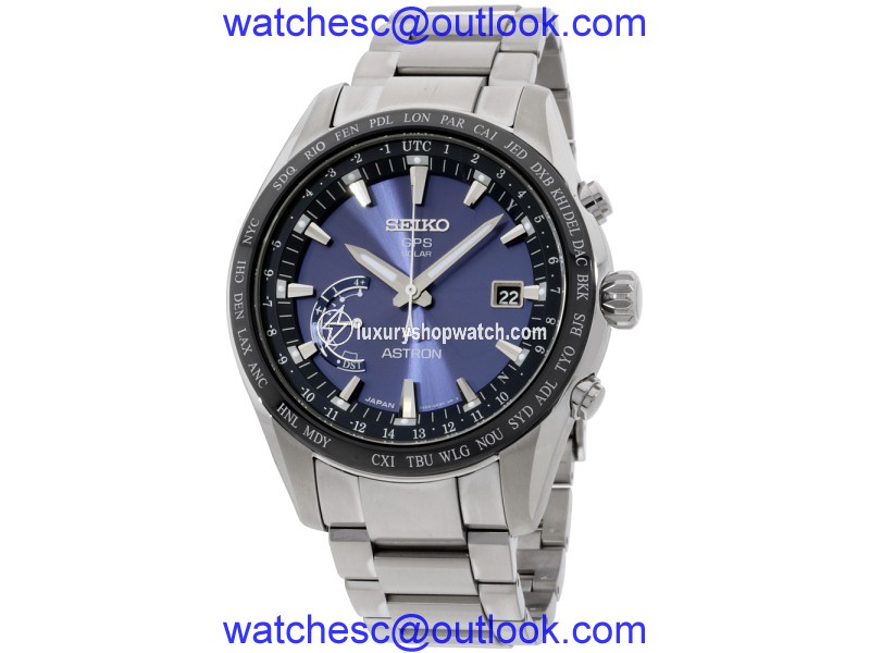 Seiko Astron SSE109 Titanium with Blue Dial 45mm Mens Watch Seiko