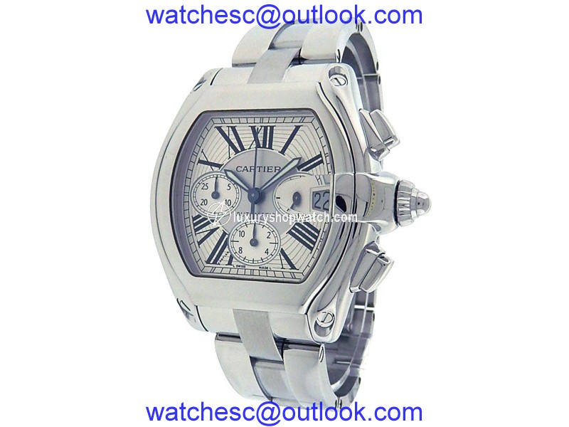 Cartier Roadster W62019X6 Stainless Steel Chronograph Silver Dial Automatic 43mm Men's Watch |