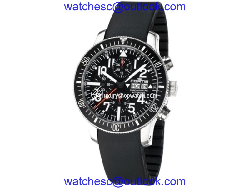 Fortis 638.10.41R B-42 Marinemaster Stainless Steel Chronograph 42mm Mens Watch Fortis