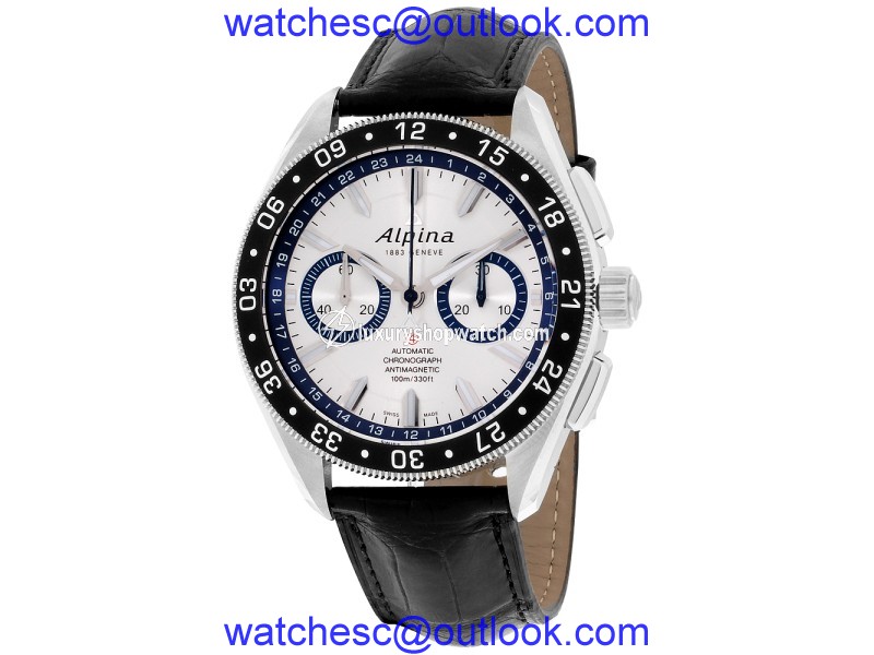 Alpina Alpiner AL860AD5AQ6 Silver Dial Leather Strap Automatic 44mm Mens Watch Alpina