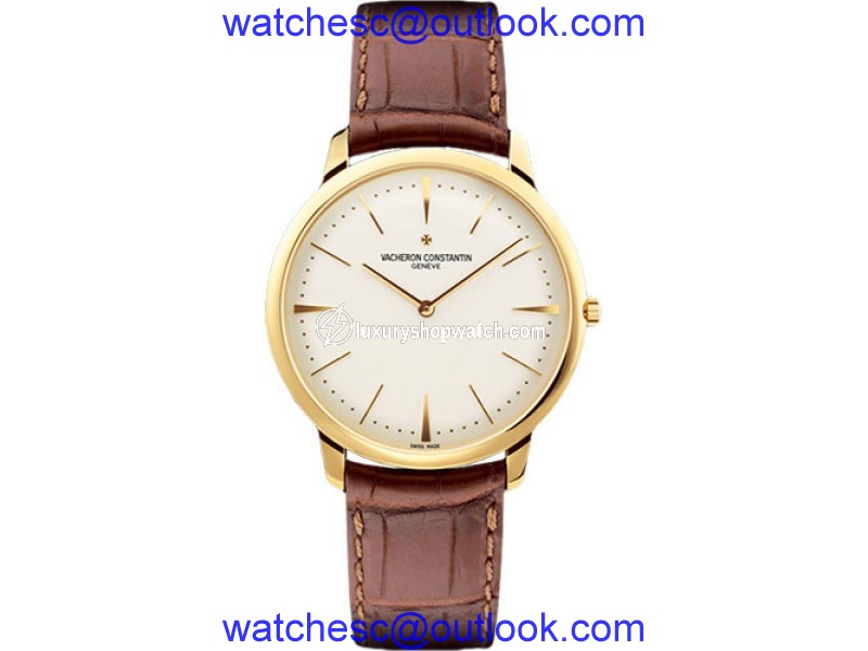 Vacheron Constantin Patrimony 81180000J-9118 18K Yellow Gold & Leather Manual Wind with Silver Dial 40mm Mens Watch Vacheron Constantin