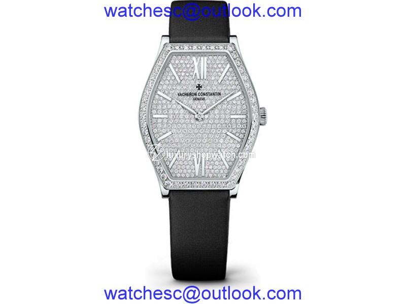 Vacheron Constantin Malte 81510/000G-9895 18K White Gold & Satin with Diamond Pave Dial 28.40mm Womens Watch Vacheron Constantin