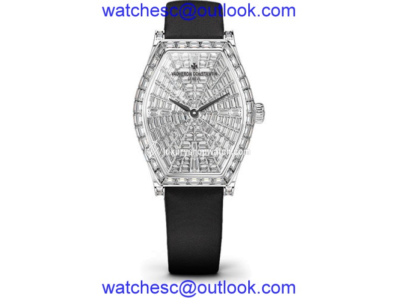 Vacheron Constantin Malte 81610/000G-B007 18K White Gold & Satin with Diamond Pave Dial 29.30mm Womens Watch Vacheron Constantin