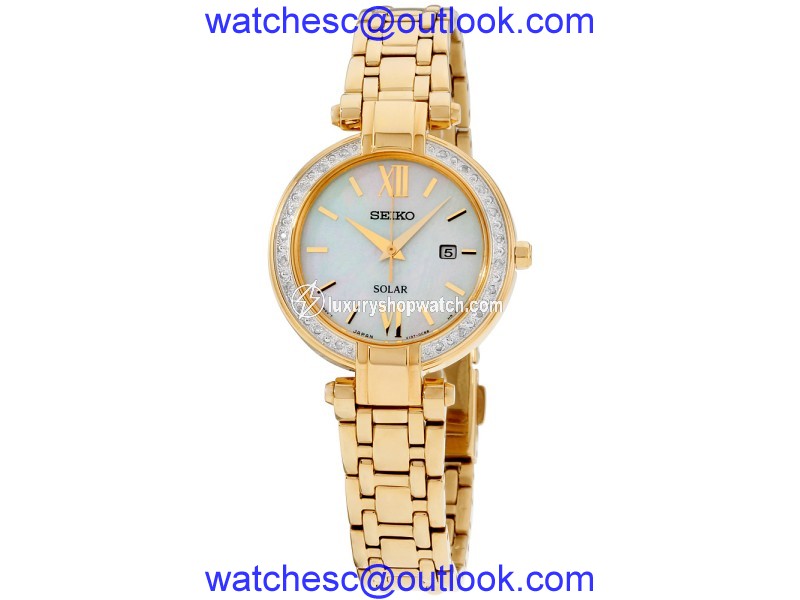 Seiko Tressia SUT182 Gold Tone Stainless Steel with Mother Of Pearl Dial 30mm Womens Watch Seiko