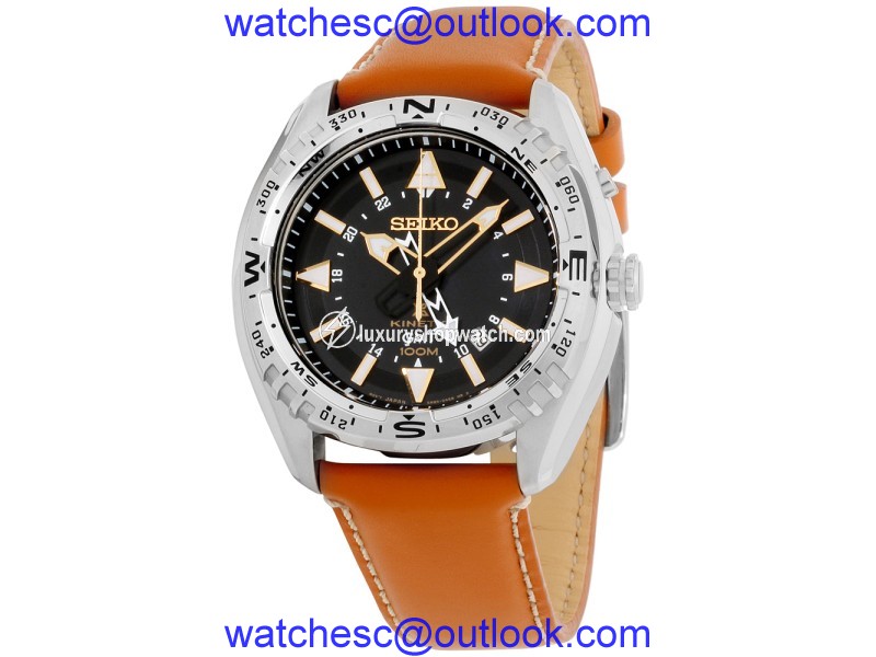 Seiko Prospex SUN055 Stainless Steel and Leather with Black Dial 45mm Mens Watch Seiko