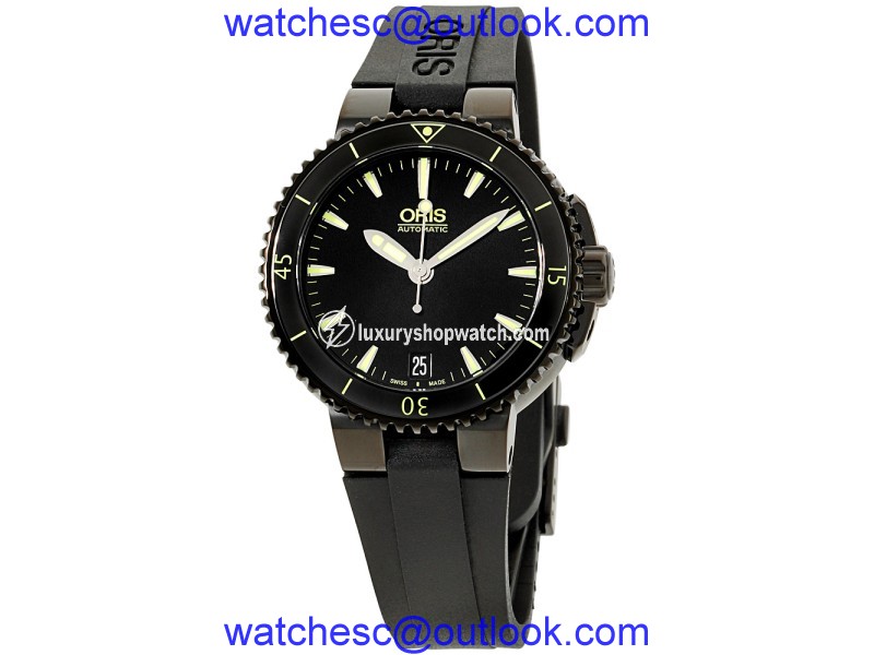 Oris Aquis 73376524722RS Date Black Dial Silicone Strap 36mm Unisex Watch Oris