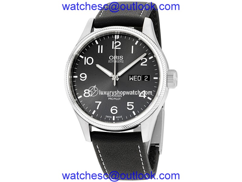 Oris Big Crown 75276984063LSBLK Stainless Steel & Leather Automatic 45mm Mens Watch Oris