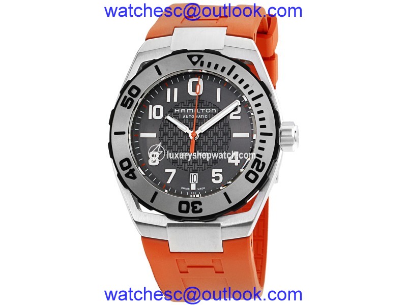 Hamilton Khaki Navy H78615985 Black Dial Silicone Strap 42mm Mens Watch Hamilton