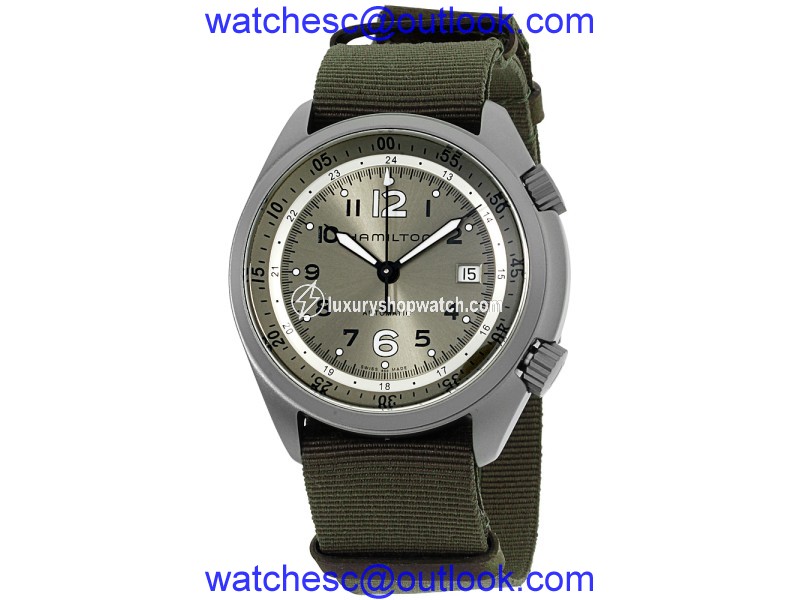Hamilton Khaki Aviation H80405865 Aluminum Green Dial Nylon Strap 41mm Mens Watch Hamilton