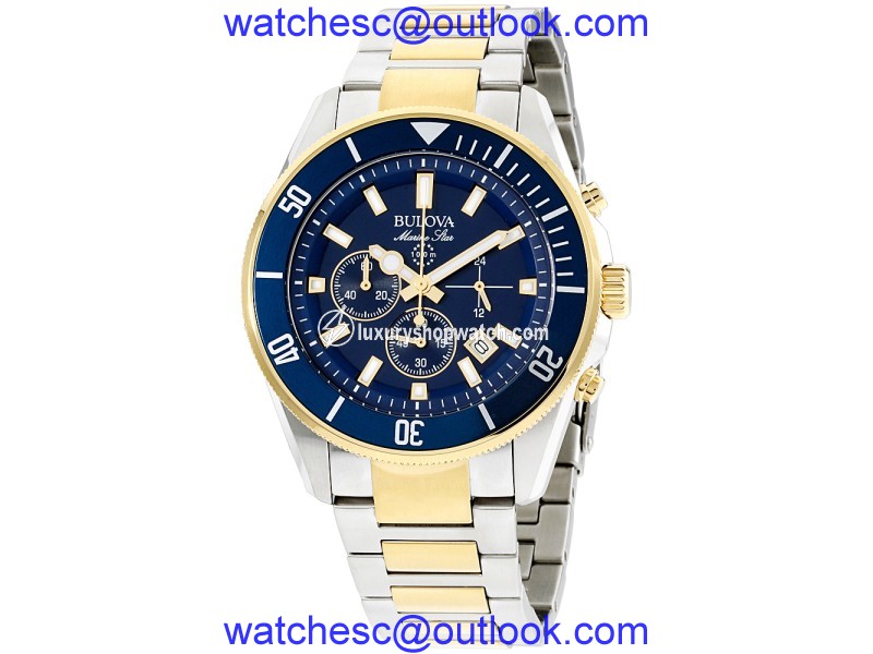 Bulova Marine Star 98B230 Two Tone Stainless Steel Quartz 43mm Mens Watch Bulova