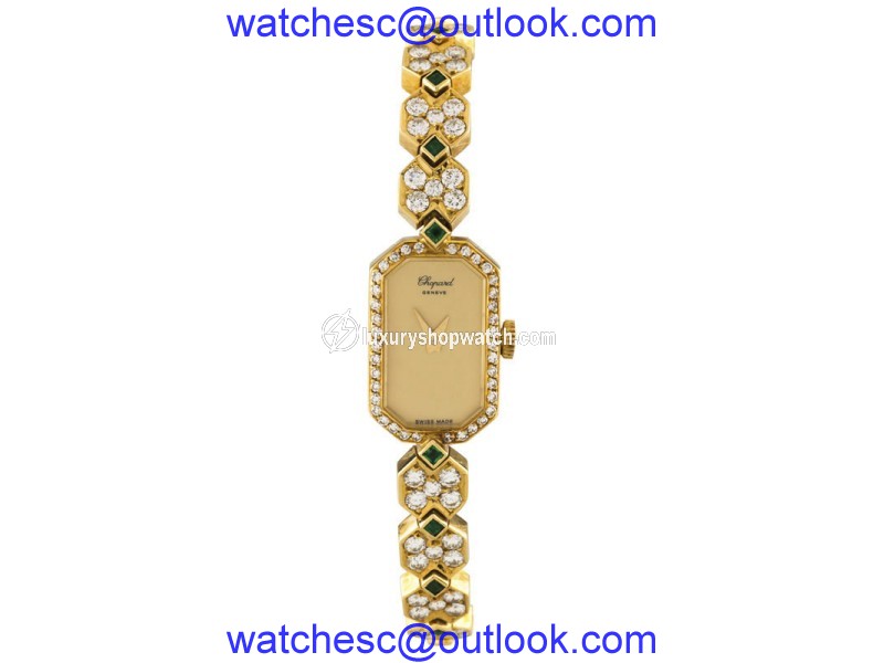 Chopard 7688 18K Yellow Gold with Emerald and Diamond 20mm Manual Women Watch Chopard