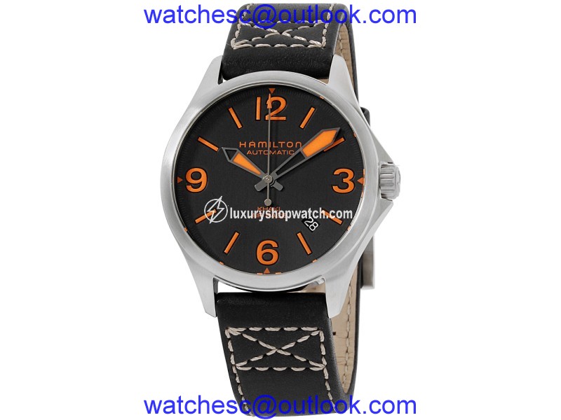 Hamilton Khaki Aviation H76235731 Stainless Steel Black Dial Leather Strap 38mm Mens Watch Hamilton