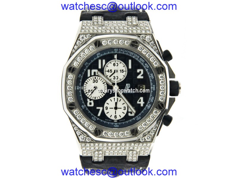 Navy Chronograph Royal Oak Offshore with White Diamonds Audemars Piguet"