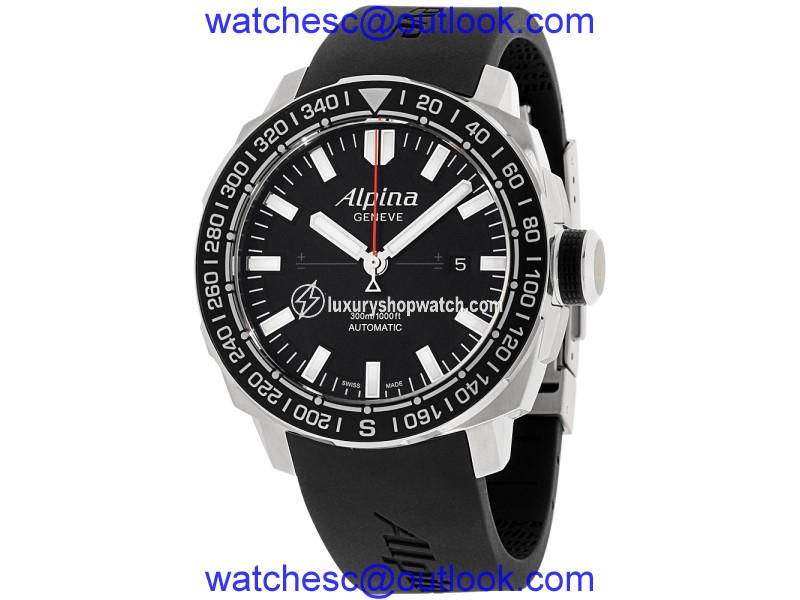 Alpina Adventure AL525LB4V6 Black Dial Silicone Strap 44mm Mens Watch Alpina