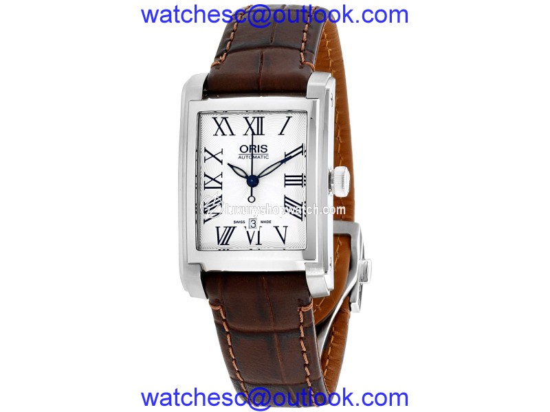 Oris Rectangular 56176564071LS Silver Dial Leather Strap 25mm Womens Watch Oris