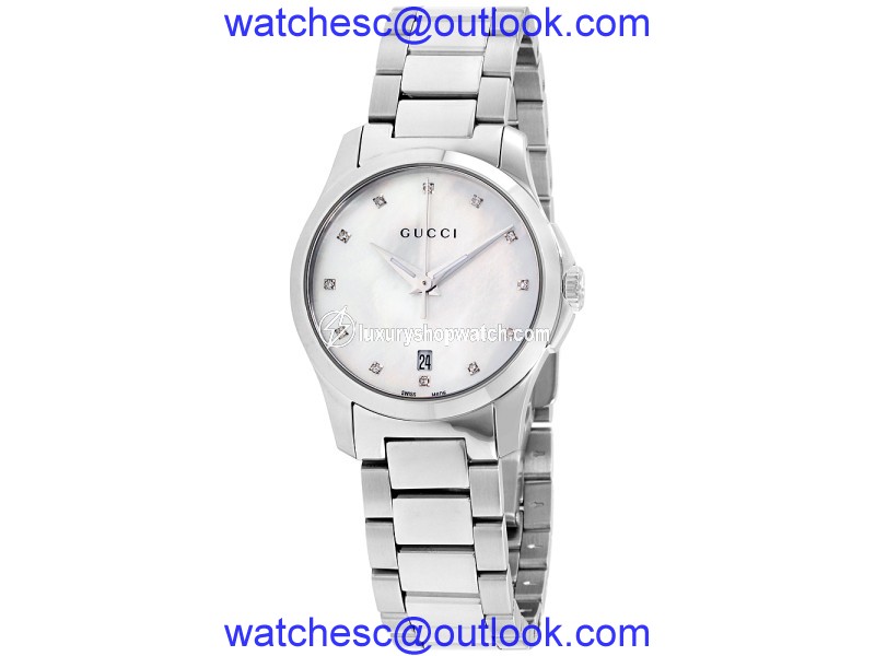 Gucci G-Timeless YA126542 Stainless Steel Mother Of Pearl Dial 27mm Womens Watch Gucci