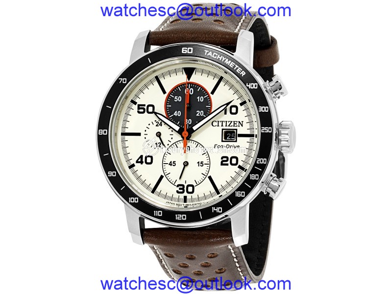 Citizen Brycen CA0649-06X Stainless Steel / Leather with Ivory Dial 44mm Mens Watch Citizen