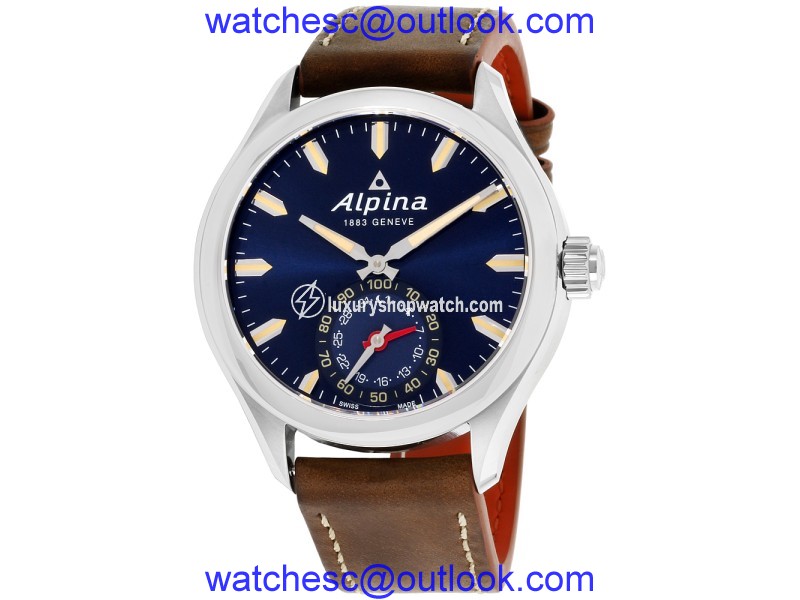 Alpina Horological Smartwatch AL285NS5AQ6 Stainless Steel & Leather Quartz 44mm Mens Watch Alpina
