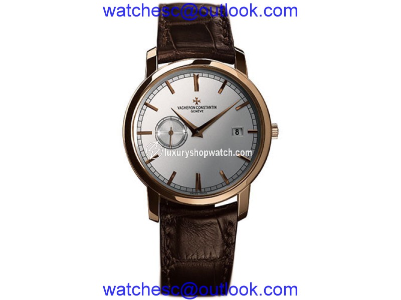 Vacheron Constantin Traditionnelle 87172/000R-9302 18K Rose Gold and Leather with Silver Dial 38mm Mens Watch Vacheron Constantin