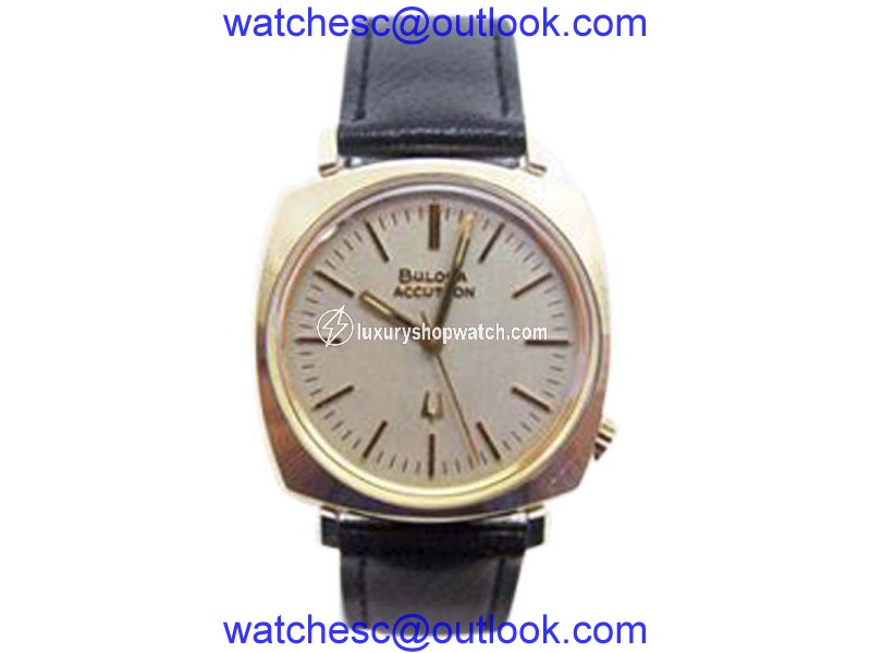 Bulova Accutron Yellow Gold Electroplated Quartz Vintage 34mm Mens Watch Year 1972 BULOVA