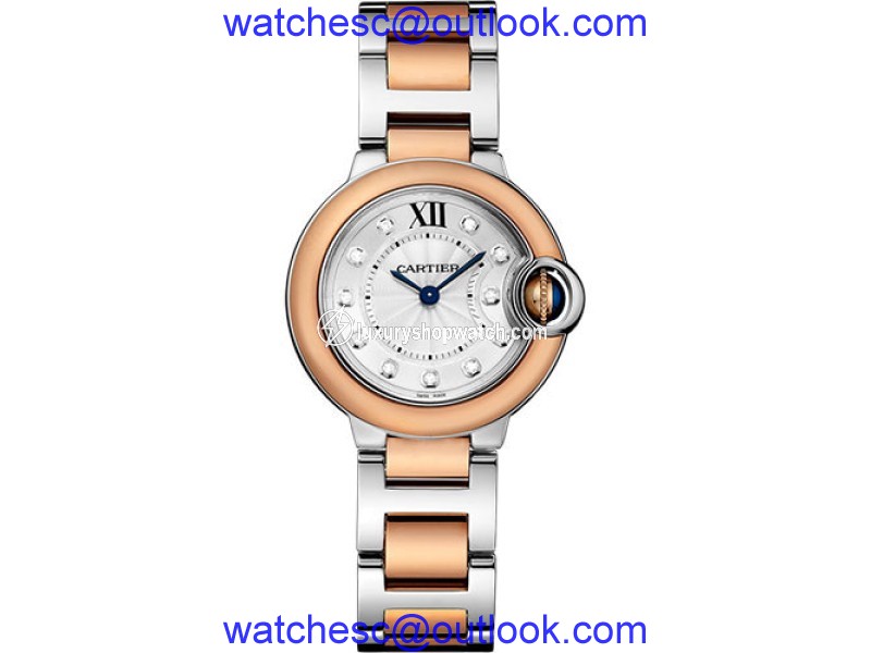 Cartier Ballon Bleu W3BB0005 Stainless Steel & 18K Pink Gold 28mm Womens Watch Cartier