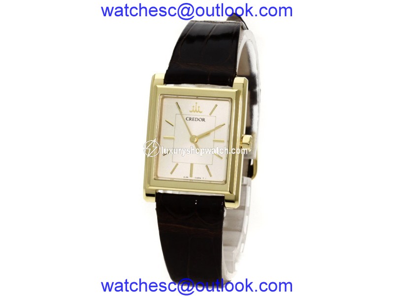 Seiko Credor Signino 4J81-0AL0 / GTAS014 18K Yellow Gold / Leather Quartz 20mm Womens Watch Seiko