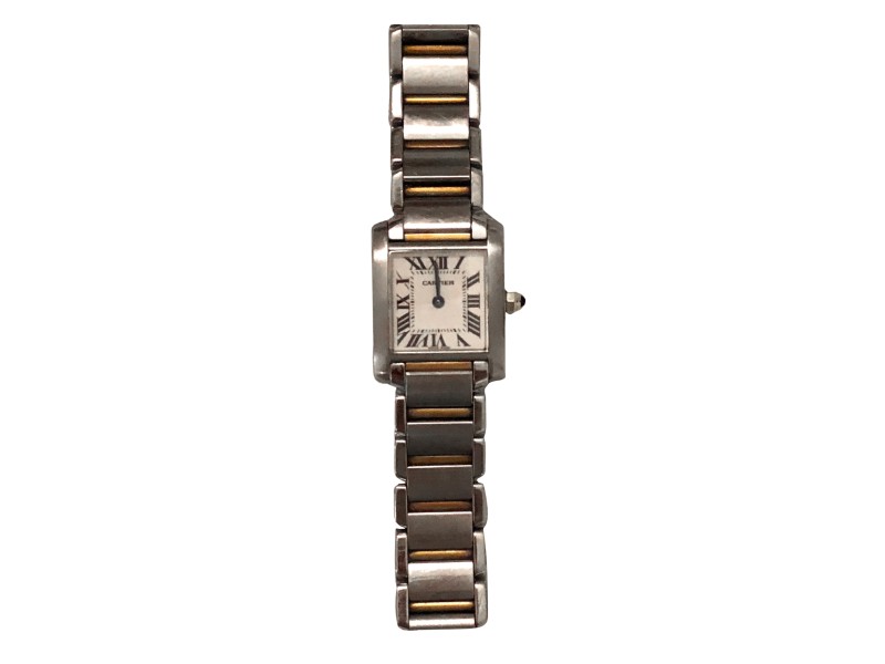 Cartier Tank Francaise W2TA0003 Stainless Steel & 18K Yellow Gold 25mm Womens Watch Cartier