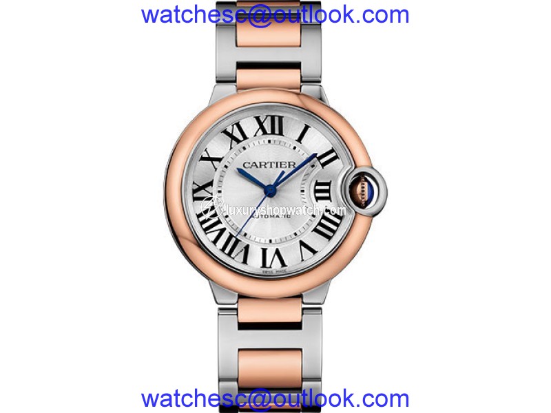 Cartier Ballon Bleu W2BB0003 Stainless Steel & 18K Pink Gold with Silver Dial 36mm Womens Watch Cartier