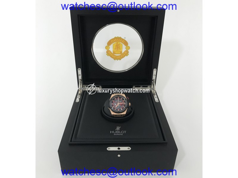Hublot 716.OM.1129.RX.MAN11 Big Bang King Power Red Devil Manchester United Chrono Limited Rose Gold Skeleton Dial 48mm Watch Hublot