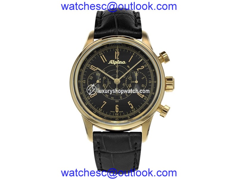 Alpina 130 Startimer Pilot Gold Plated Stainless Steel 41.5 Mm Mens Watch Alpina