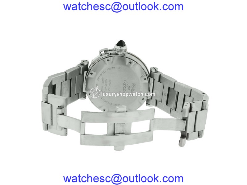CARTIER PASHA BLACK DIAL STAINLESS STEEL WATCH Cartier