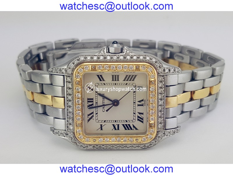 Cartier Panthere Two Tone Diamonds Womens Watch Cartier