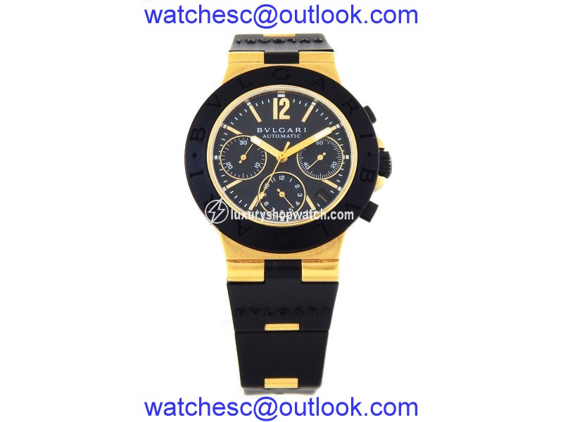 Bvlgari Scuba Diagono 18K Yellow Gold & Rubber 38mm Watch Bvlgari