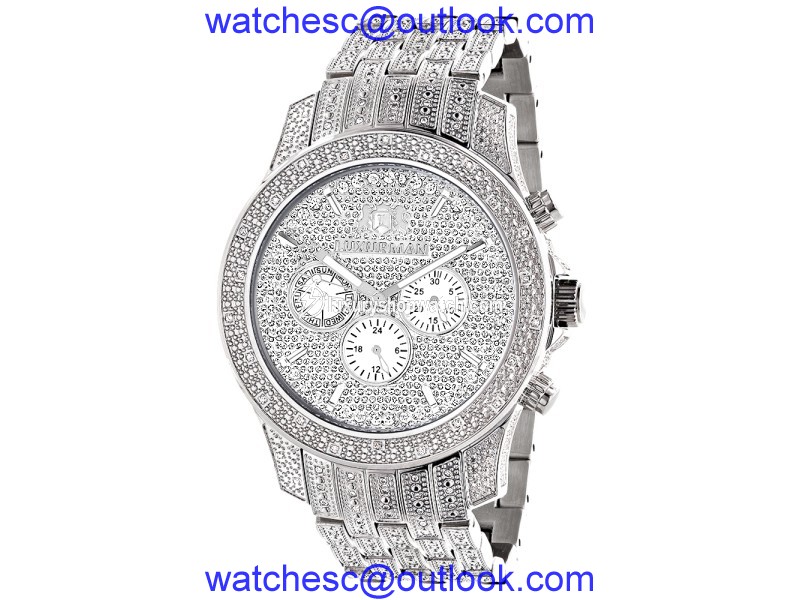Luxurman Raptor 2106 Stainless-Steel Quartz 1.25ct Diamond Silver Dial Iced Out Mens Watch LUXURMAN"