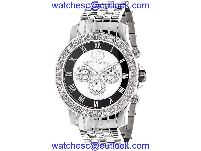 Luxurman Raptor 2117 Stainless-Steel Quartz 0.25ct Diamond White Dial Mens Watch LUXURMAN"
