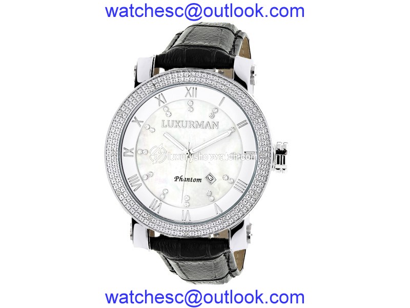 Luxurman Phantom 2142 Stainless-Steel Quartz .18ct Diamond White Mother Of Pearl Dial Mens Watch LUXURMAN"