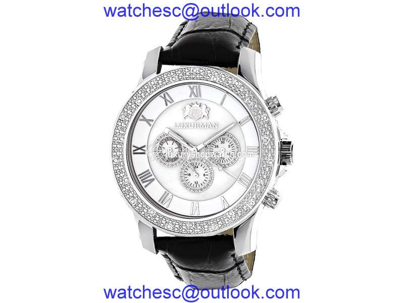 Luxurman Raptor 2174 Stainless-Steel Quartz 0.25ct Diamond White Dial Mother Of Pearl Mens Watch LUXURMAN"
