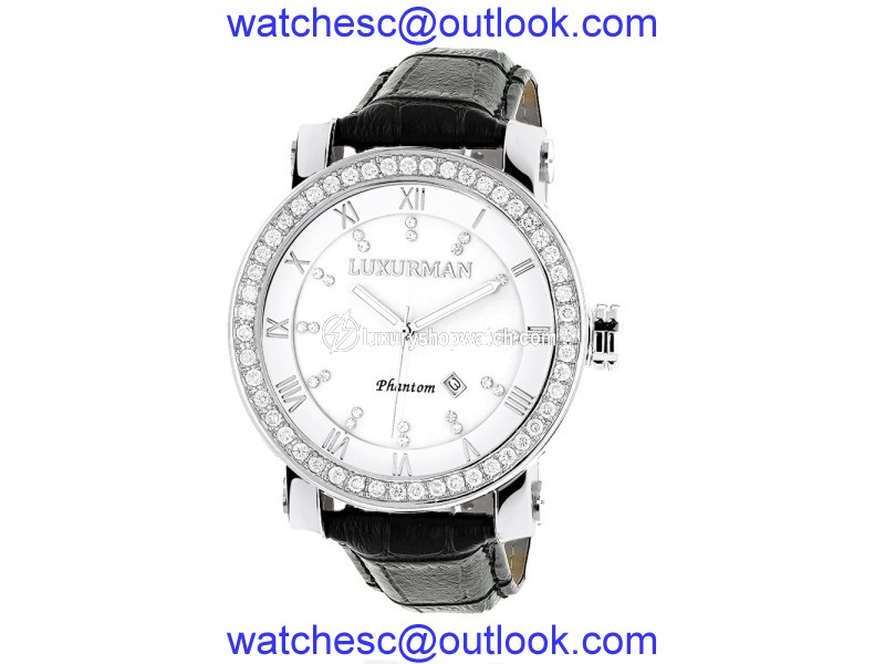 Luxurman Phantom 2356 Stainless-Steel Quartz 4ct Diamond White Mother Of Pearl Dial Mens Watch LUXURMAN"