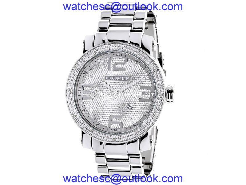 Luxurman Phantom 2209 Stainless-Steel Quartz 0.12 ct Diamond Silver Dial Mens Watch LUXURMAN"