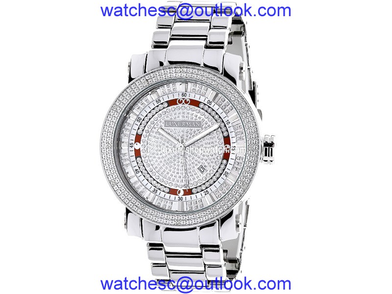 Luxurman Phantom 2207 Stainless-Steel Quartz 0.12ct Diamond Silver Dial Mens Watch LUXURMAN"