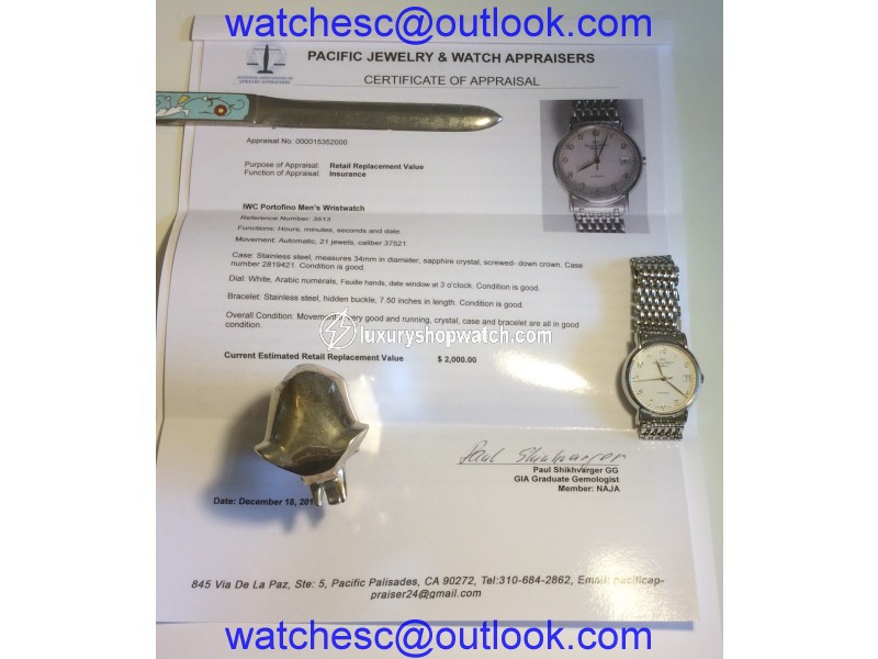 IWC Portofino Automatic Movement Stainless Steel Mens Wrist Watch IWC